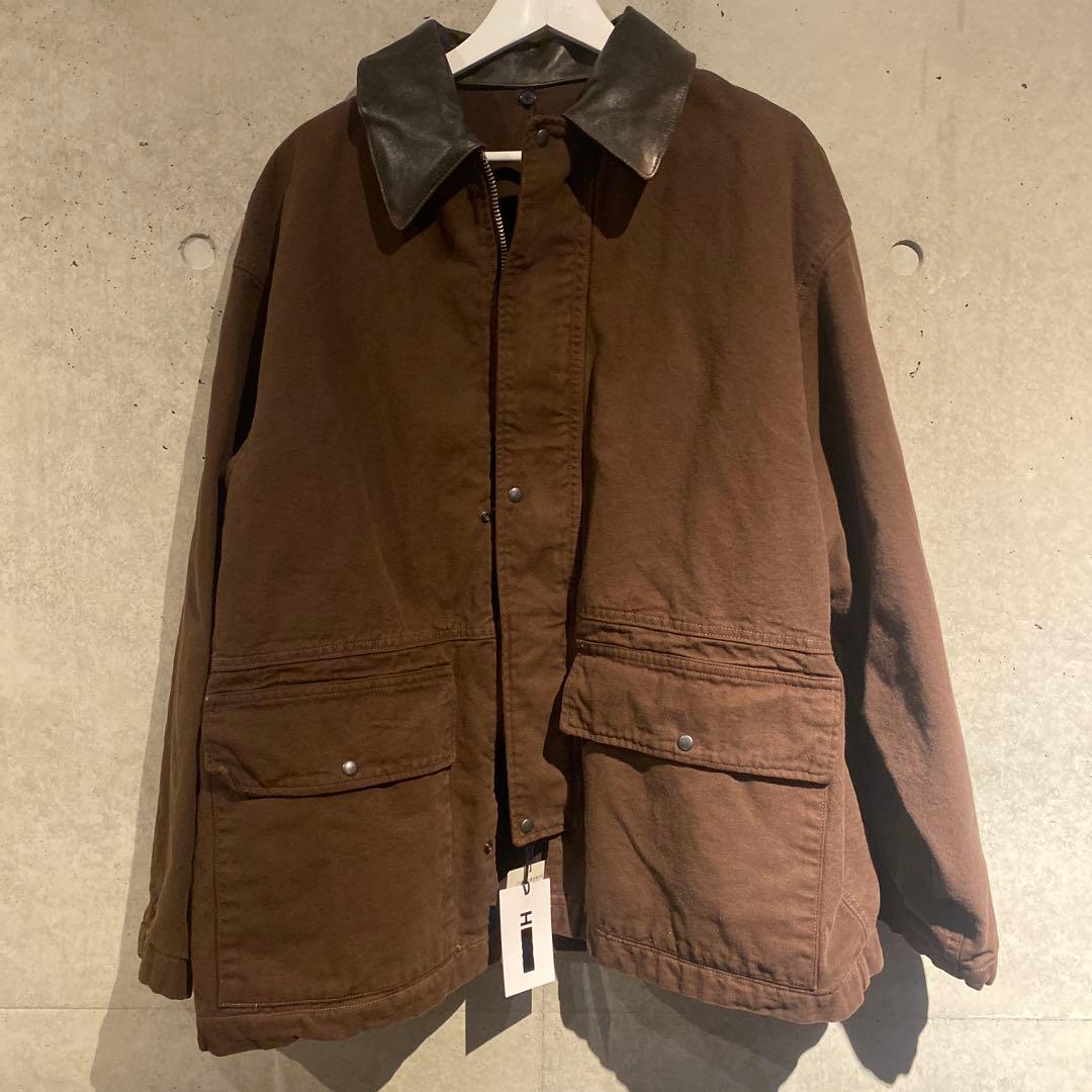 新品HグラデーションOCカバーオールサイズS襟レザーOVY コモリ　オーラリー