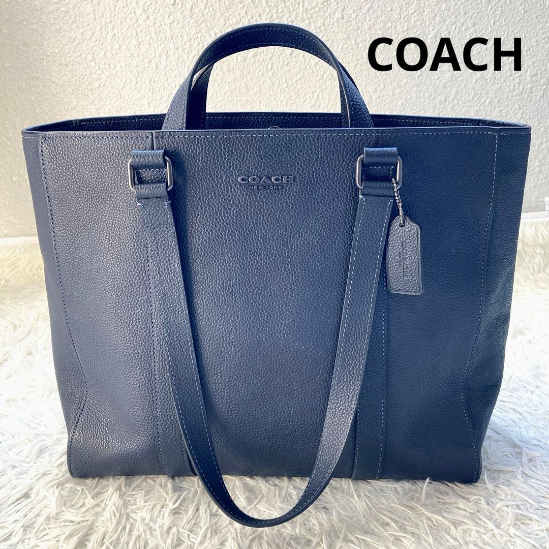 未使用級 coach ビジネス トート ダークネイビー ダブルハンドル