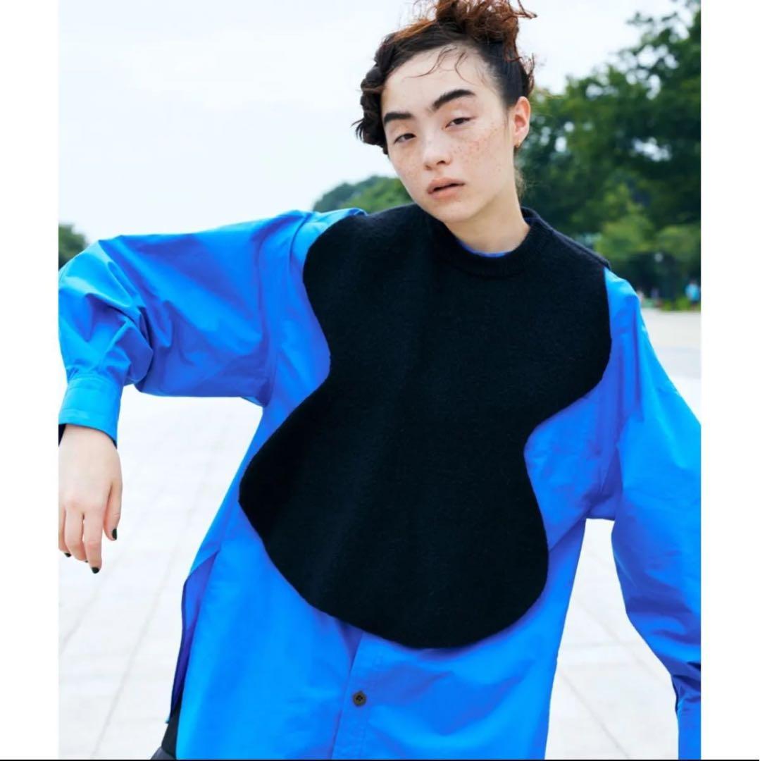 人気 美品 エンフォルド CIRCLE KNIT BIB サークルニットビブ 黒