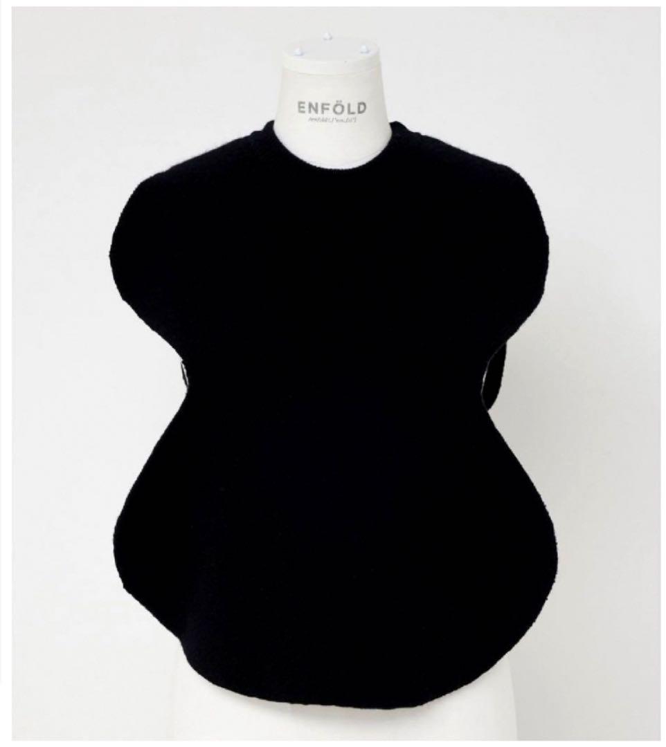人気 美品 エンフォルド CIRCLE KNIT BIB サークルニットビブ 黒