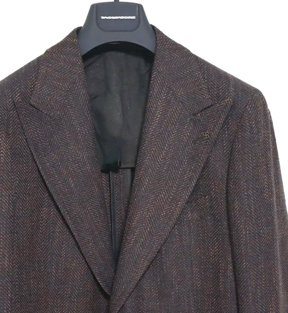 新品タグ付き【タリアトーレ】毛シルク混 ヘリンボーン柄 2Bジャケット 54