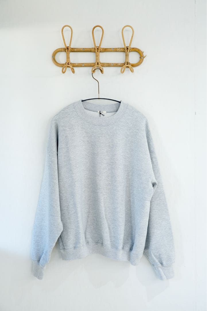 awasa アワサ スーピマエイジングコットン クルーネック スウェット グレー