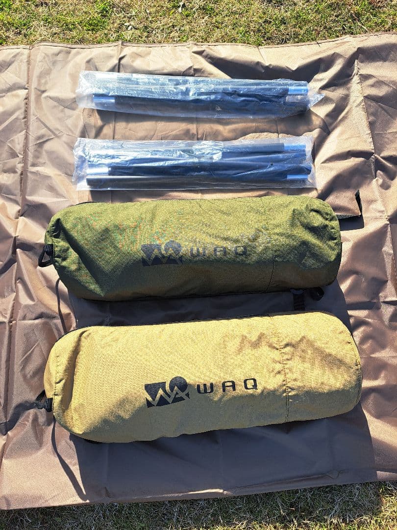 【美品】WAQ 2WAY フォールディングコット　オリーブ&タン　2個セット販売