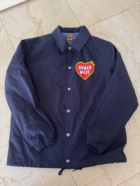 【美品】HUMAN MADE コーチジャケット M ネイビー 背面ビッグロゴ