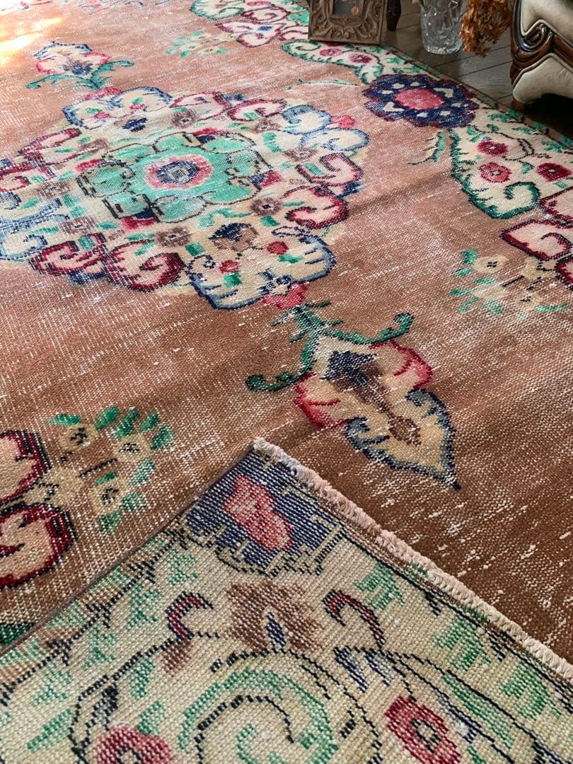 nyao様 超大判　271×140 超レア　トルコヴィンテージラグ　テラコッタ