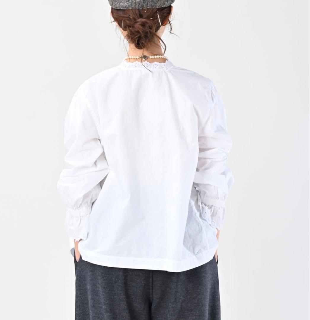 本日限定お値下げ　2025新品45R スーピマバチストのカットワークブラウス　白