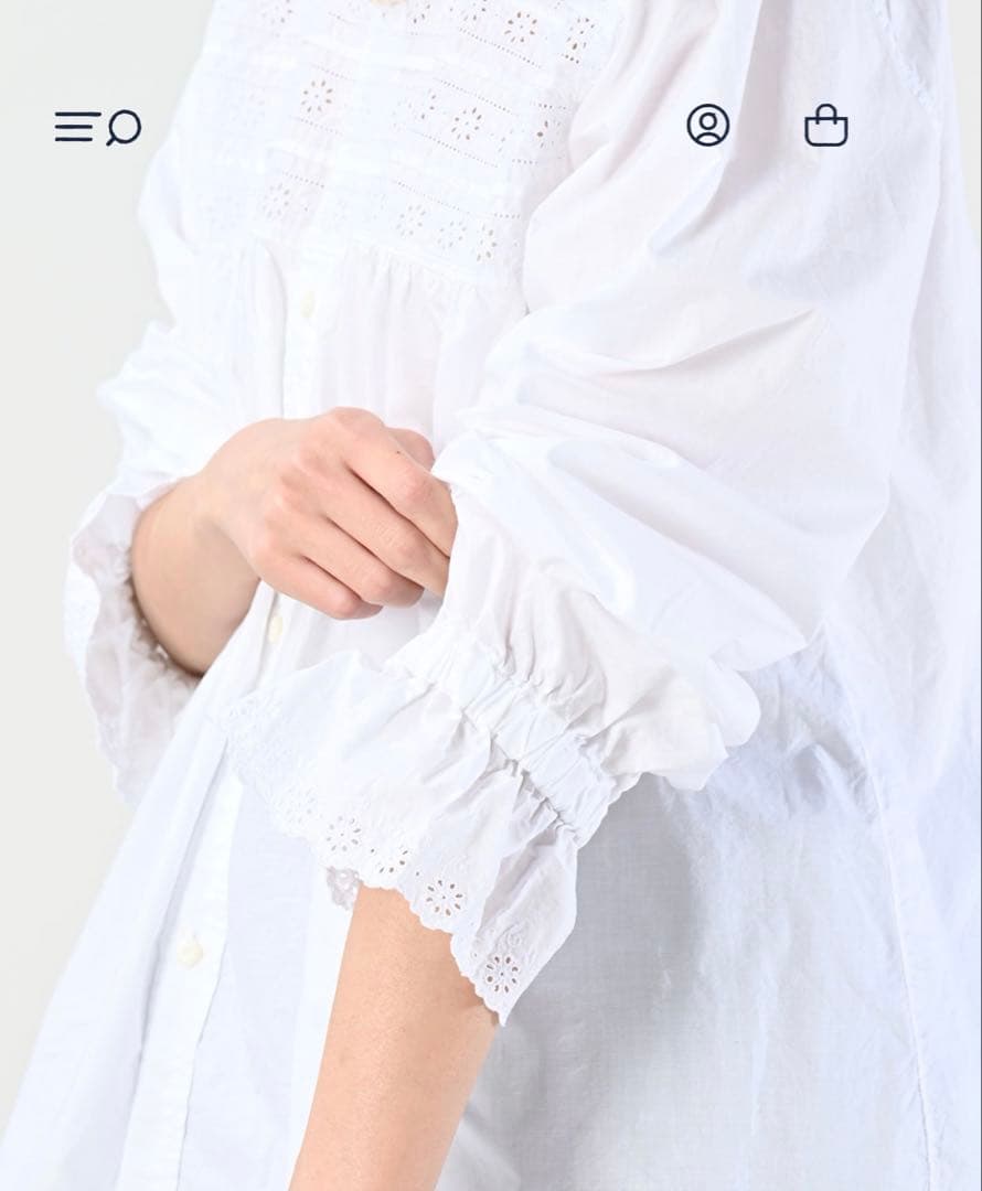 本日限定お値下げ　2025新品45R スーピマバチストのカットワークブラウス　白