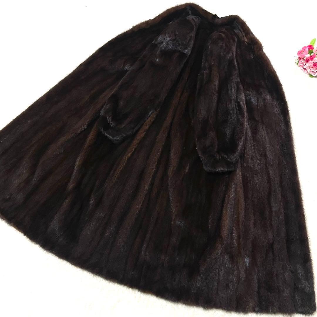 大きいサイズ【総丈126cm】 ミンク 本毛皮 ロング コート 毛並み◎