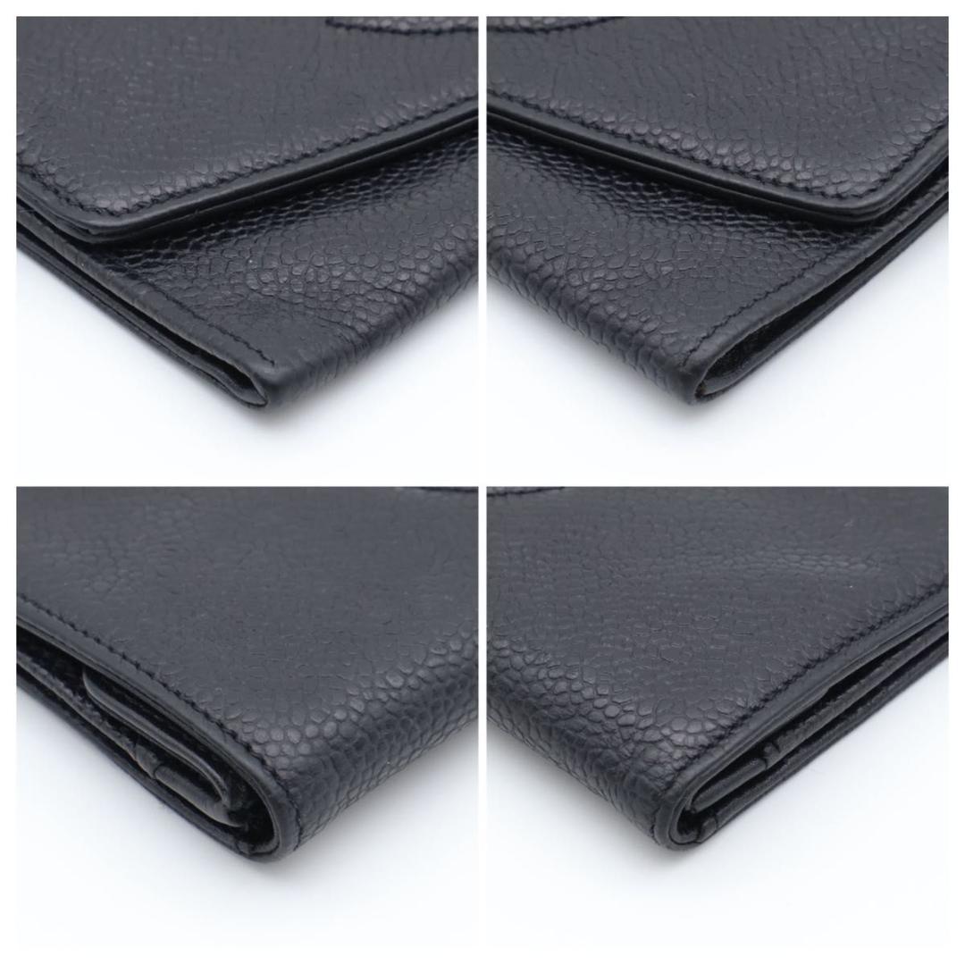 【超極美品】CHANEL 長財布　デカココ　キャビアスキン　Wフラップ　黒