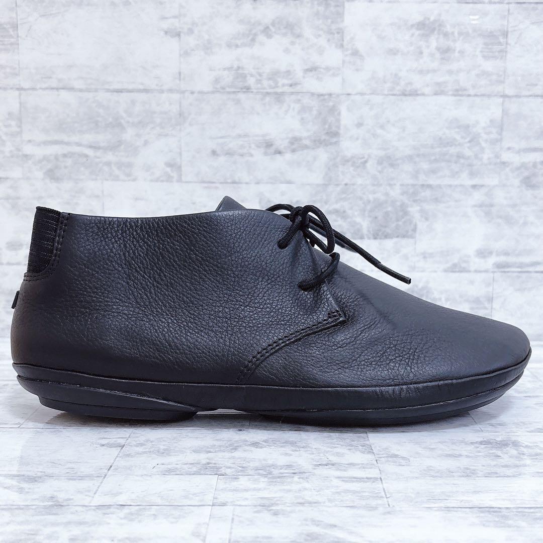 極美品✨カンペール ライトニナ 40 25cm 黒 シボ革 レースアップ ブーツ