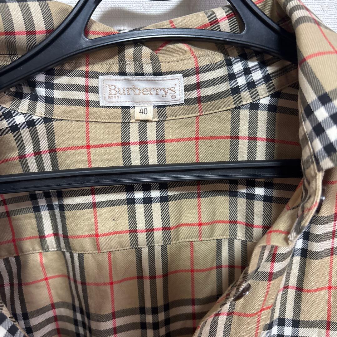 チェック柄 ベージュ コットン長袖シャツ