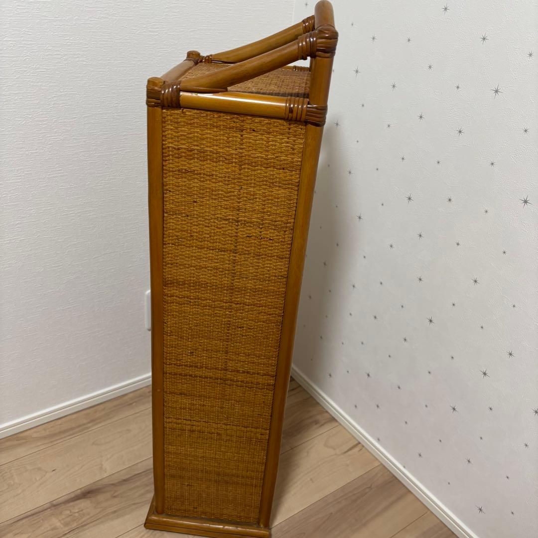 ラタン　5段チェスト　棚　引き出し　ラック　アジアンテイスト スリム