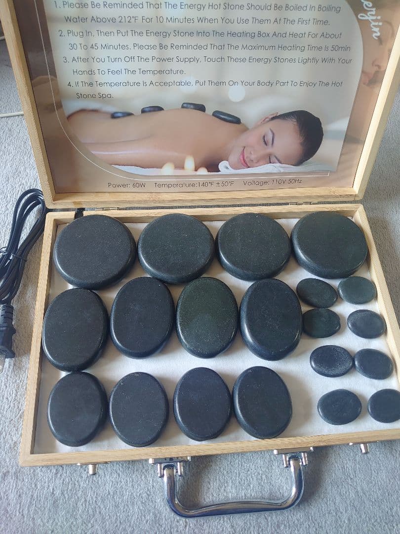 【新品未使用】スパホットストーン　ブラック ヒートストーンセット　ヒーター付き