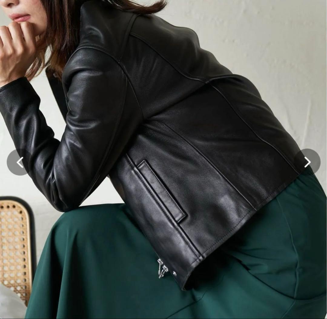 【極美品】もりのがっこう　ライダースジャケット　ラムレザー　ブラック　Ｍ