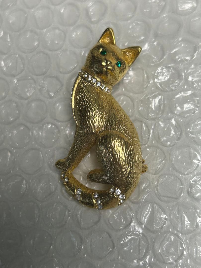 サインなしクリスタルラインストーン 子猫 ブローチピン