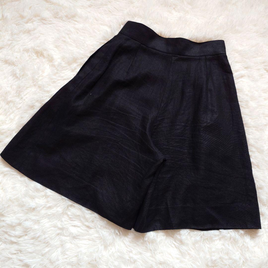 シャネル　ココマーク　金ボタン　リネン　ショート　ワイド　タック　パンツ