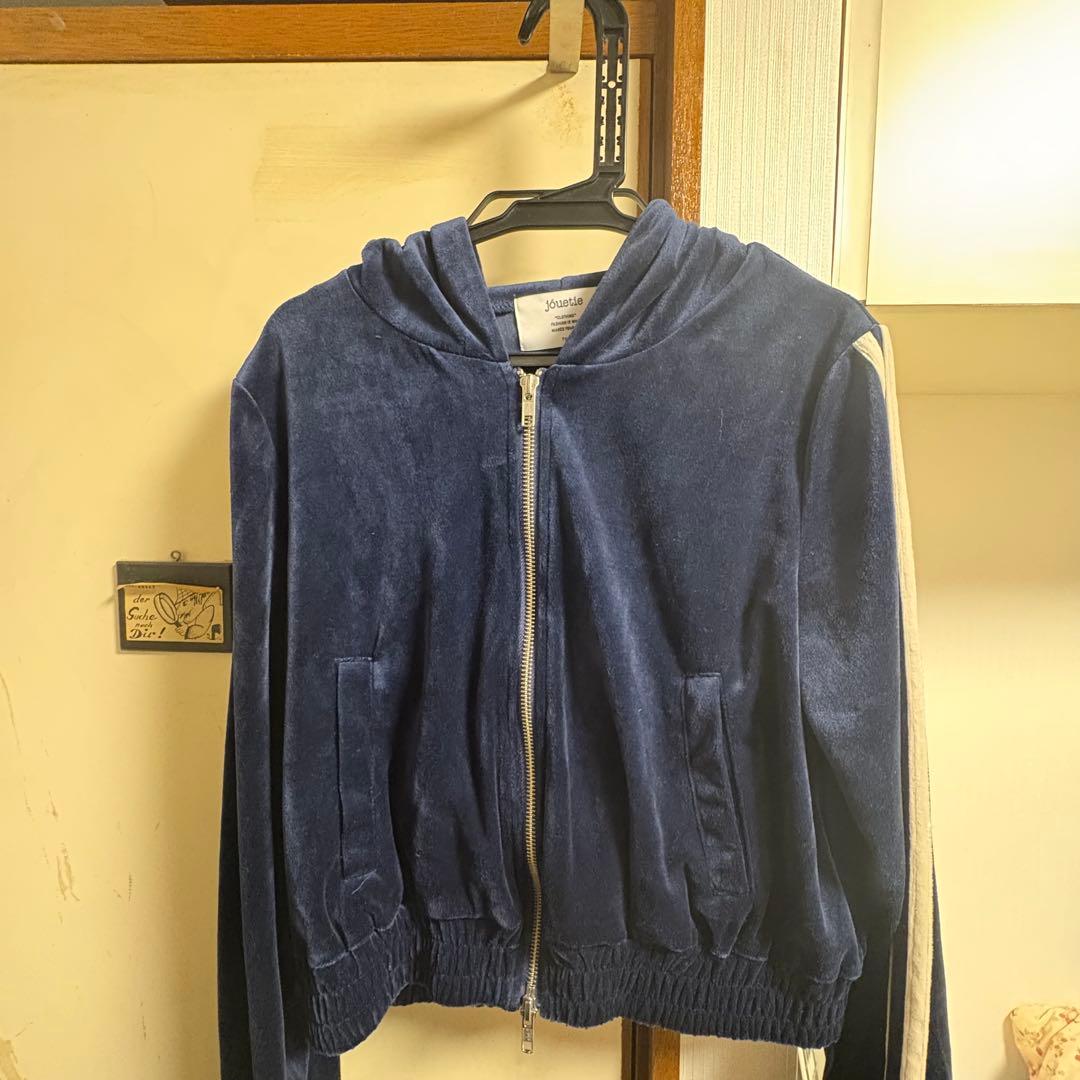 jouetie ベロアコンパクトラインZIPフーディ トラックジャケット