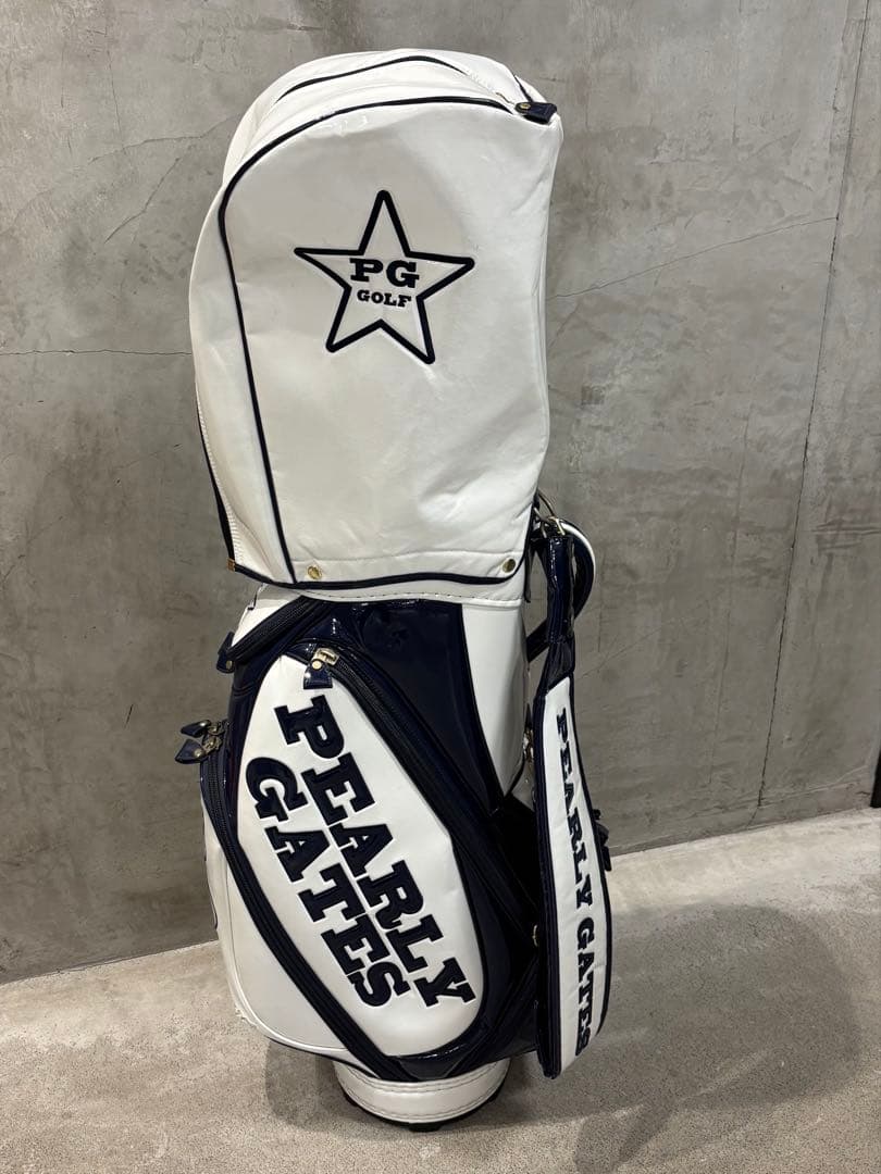 キ*デ様 PEARLY GATES キャディバッグ ホワイト/ネイビー