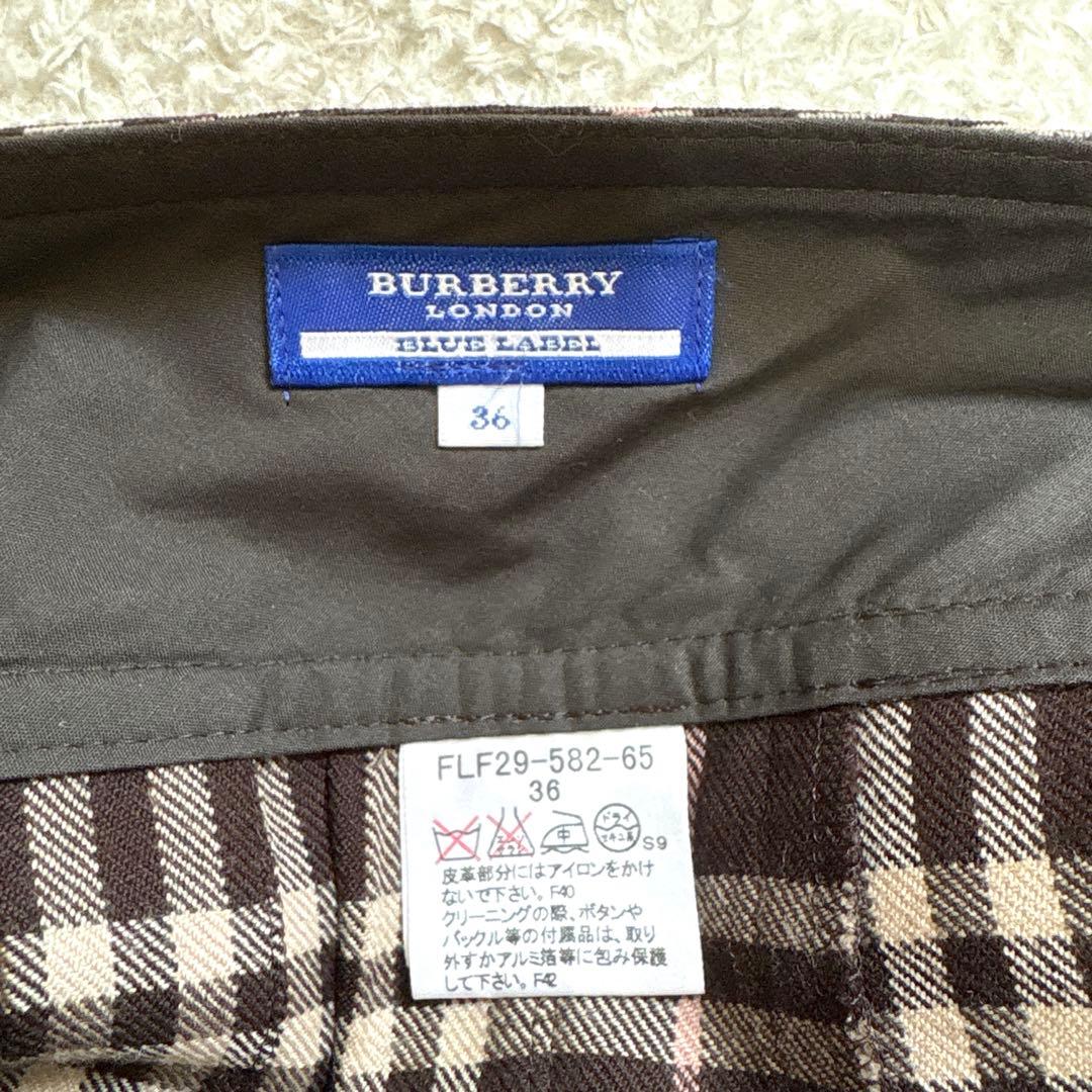 極秘品♡BURBERRY ウール チェック ラップ プリーツ ミニスカート 36