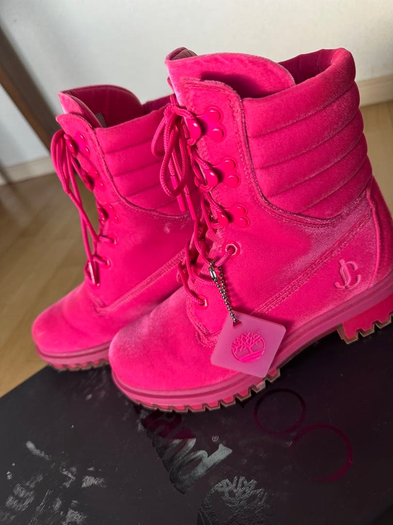 ジミーチュウ　ピンク　ハイカット　ブーツ