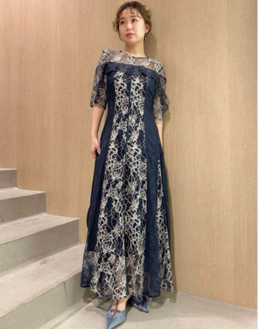 FRAY I.D ネイビーレースドレス