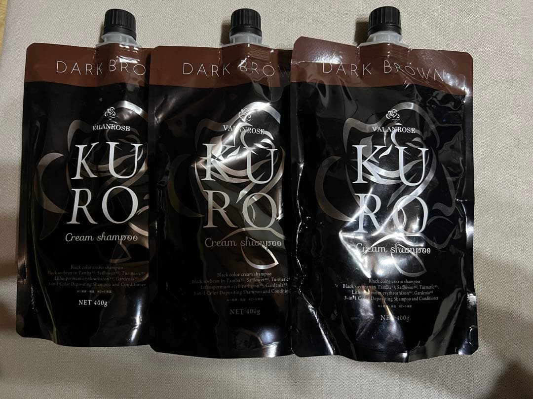 【新品】バランローズ　KUROクリームシャンプー　ダークブラウン400ｇ✖️3個
