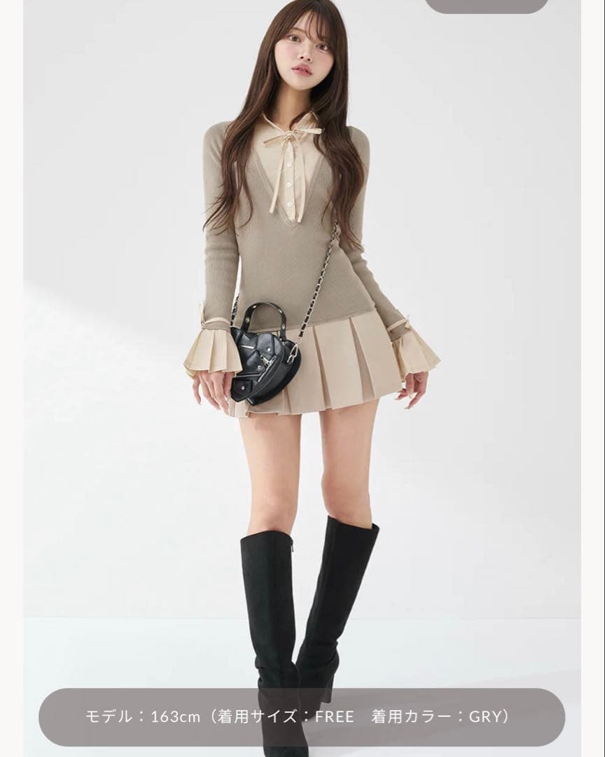 Darich　シャツドッキングプリーツミニワンピース FREE GRY