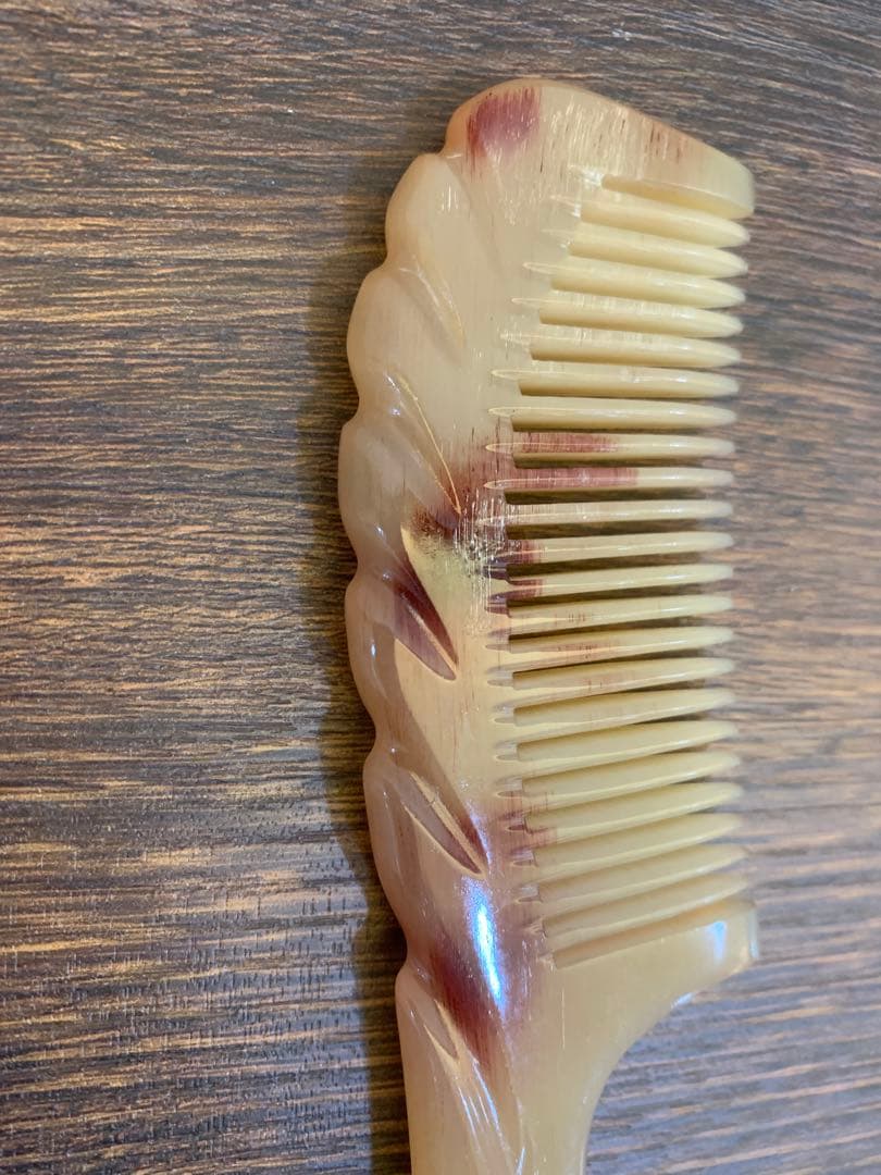 シープホーンコーム　ポケットタイプ　ハンドル付き　羊角　天然角