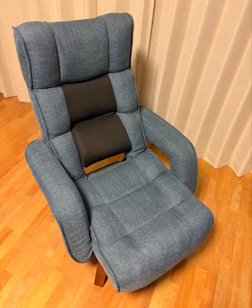 腰の神様がくれた中座椅子 明光ホームテック 座椅子生活 リクライニング ブルー