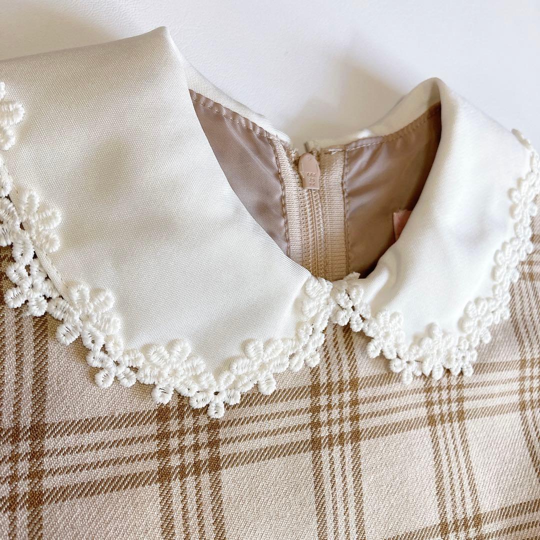 ベージュ×チェック 120 セレモニー 入学 卒園 発表会 フォーマル