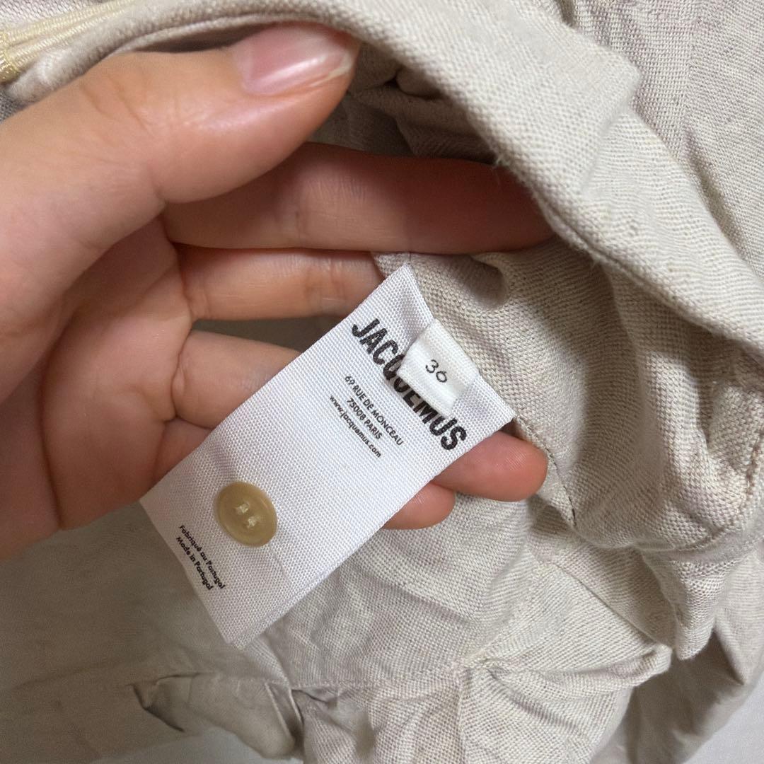 JACQUEMUS LE RAPHIA クロップドシャツ ベージュリネン