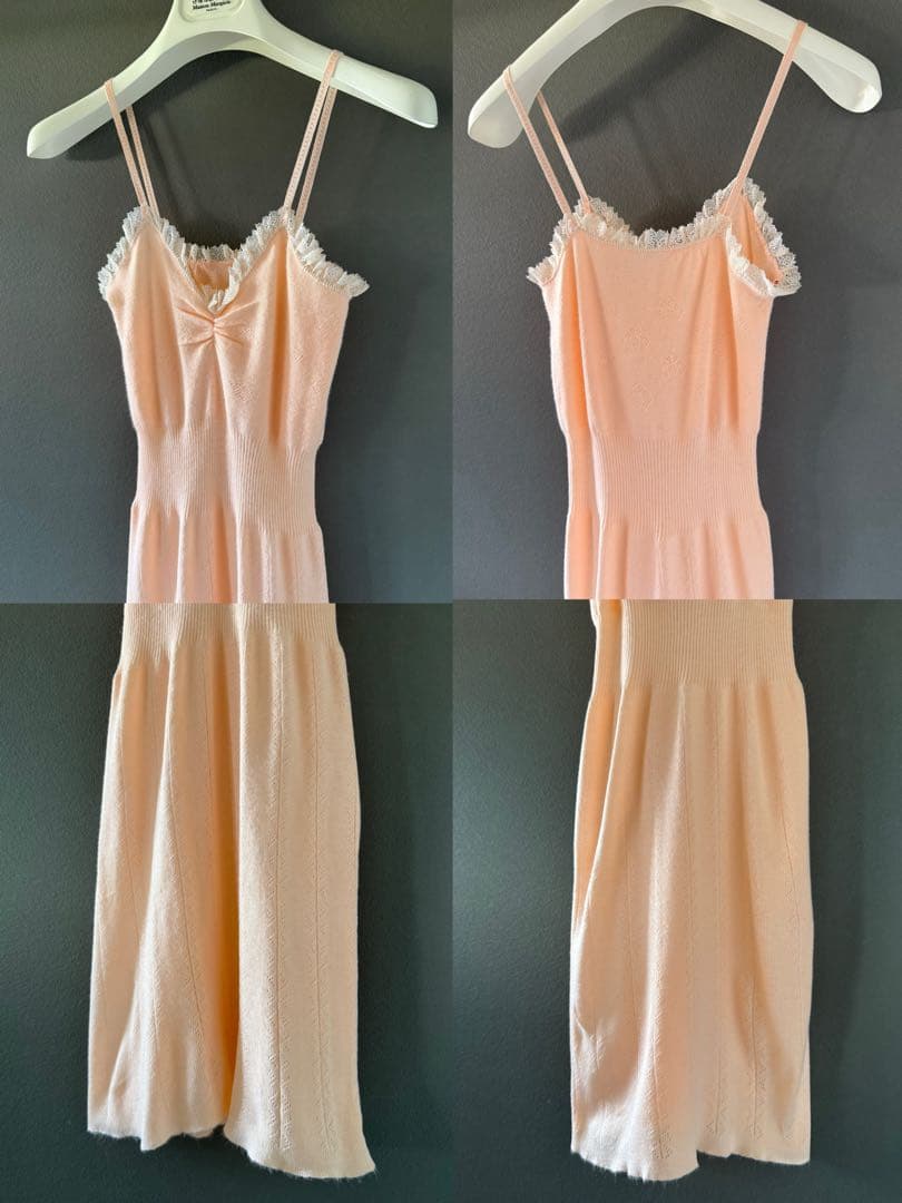 ビンテージ ヨーロッパ ピンク 薄手 ニット ワンピース デッドストック 美品