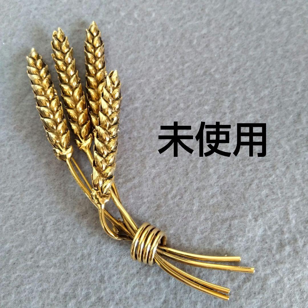 【未使用】KENZO　小麦の穂 ４本のブローチ ゴールド