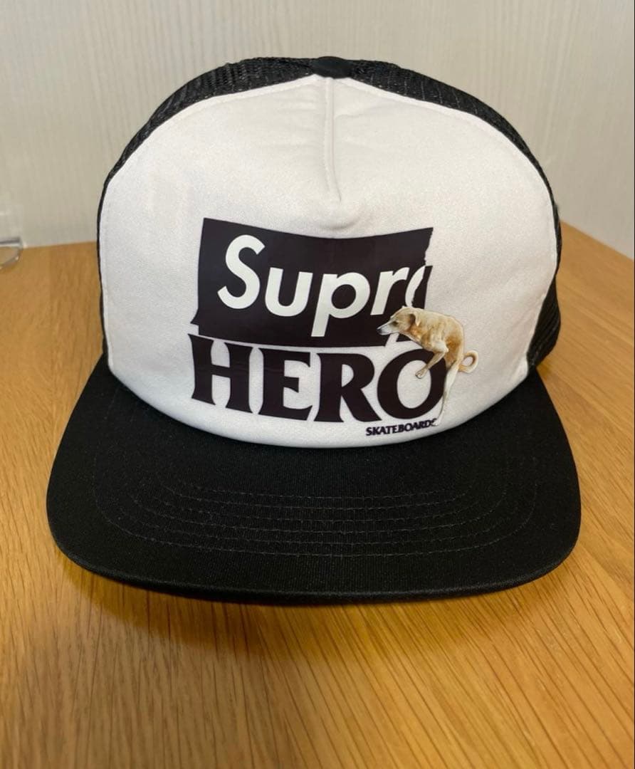 supreme antiheroメッシュキャップ ブラック