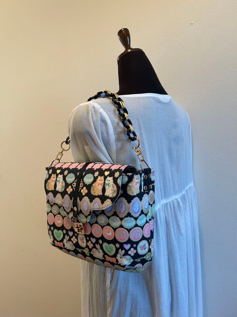 ゴン助様♡22ファブリック 丸底ハンドバッグ ショルダー2way