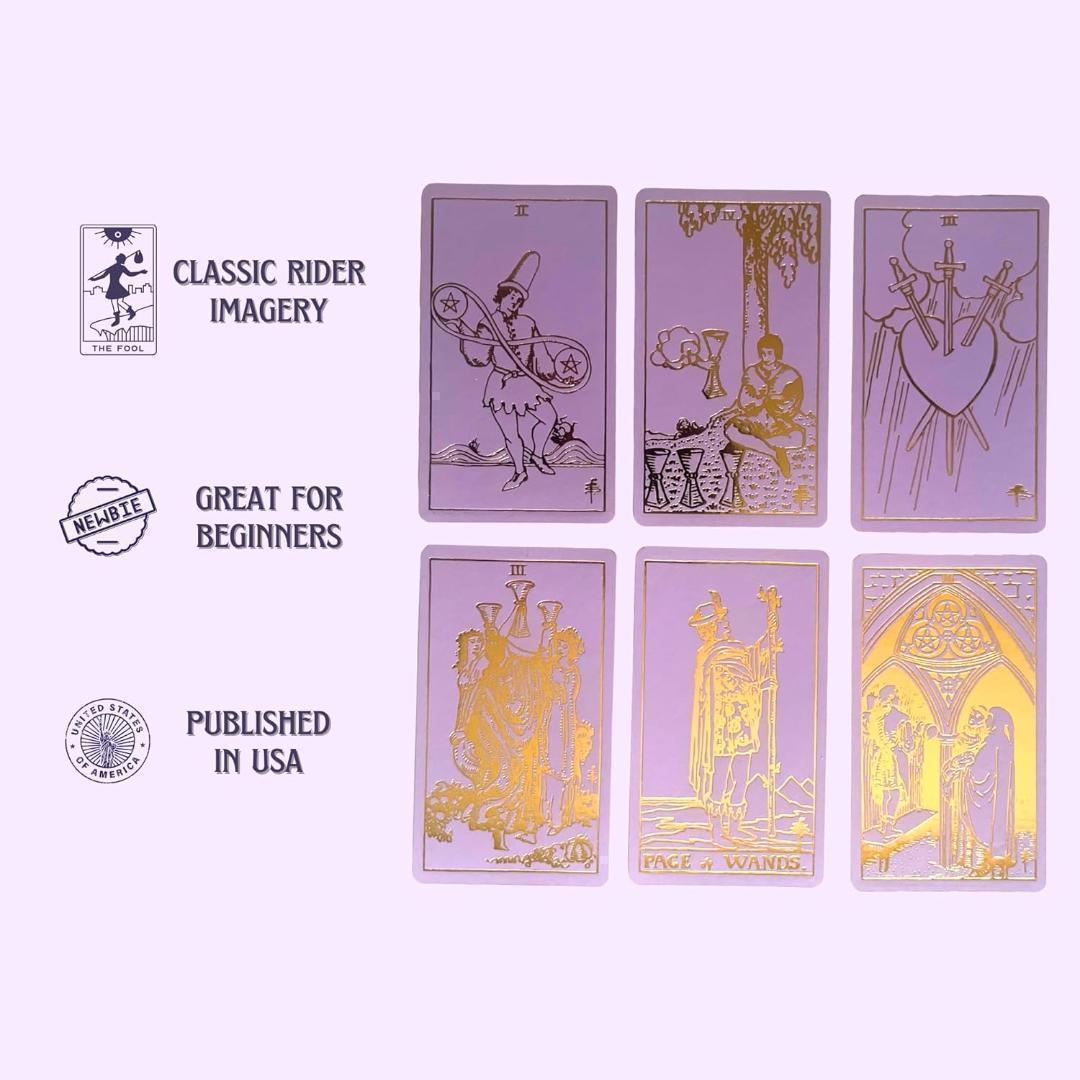 【正規品タロットカード】希少色✨癒しラベンダー色×金箔のプレミアム仕様のタロット