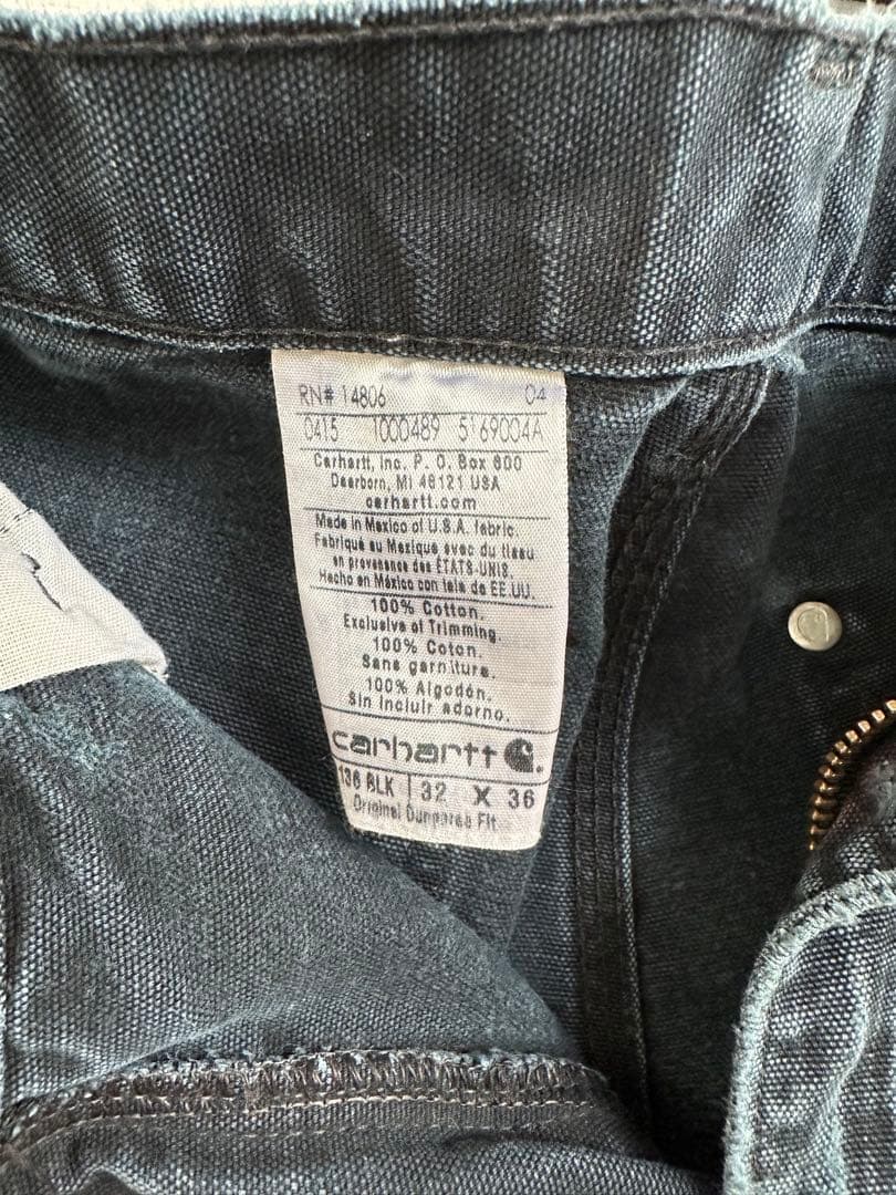 超スペシャル 32X32 W32 カーハート ダブルニー パンツ ブラック 黒