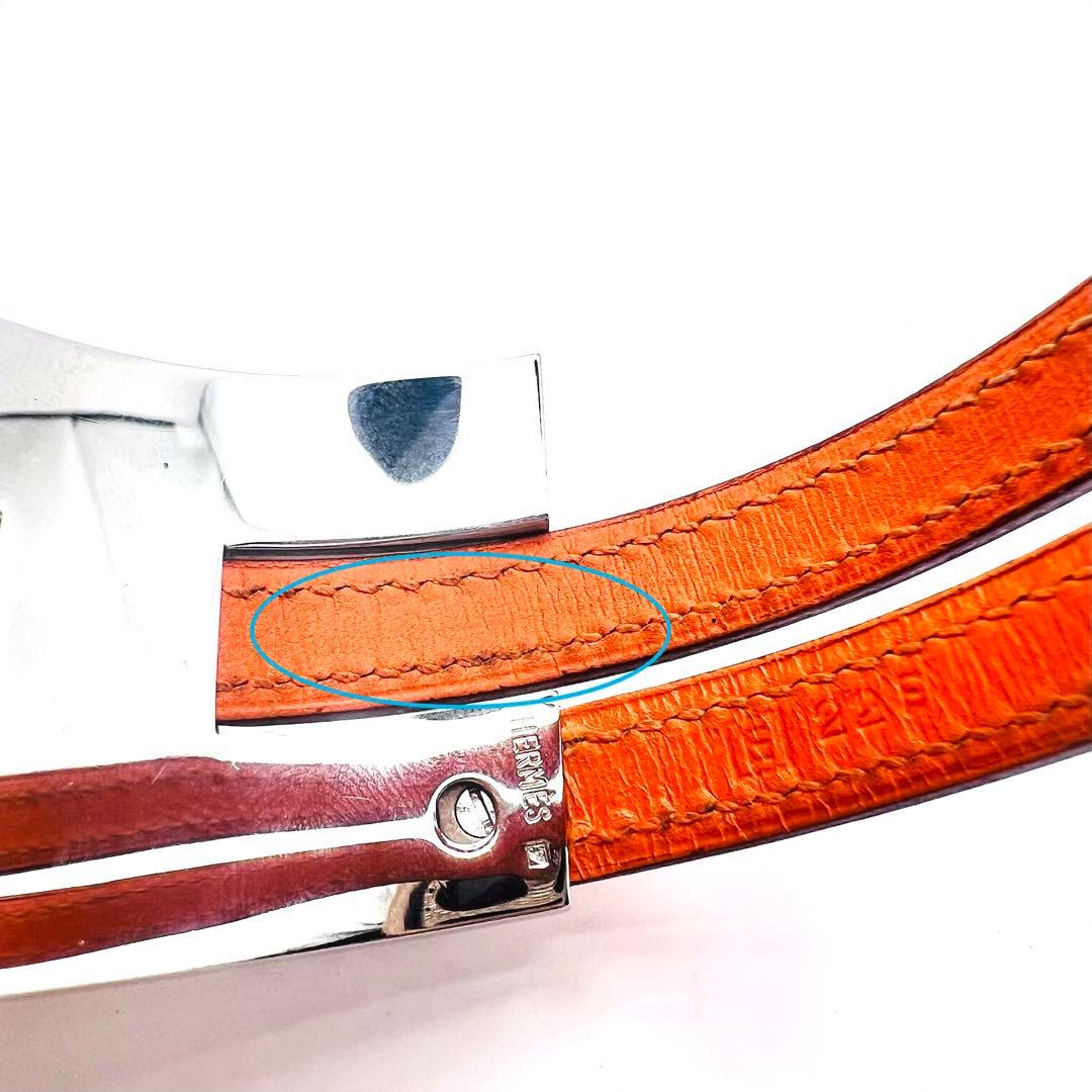美品✨　エルメス　プスプス　オレンジレザー　シルバートーン　ブレスレット