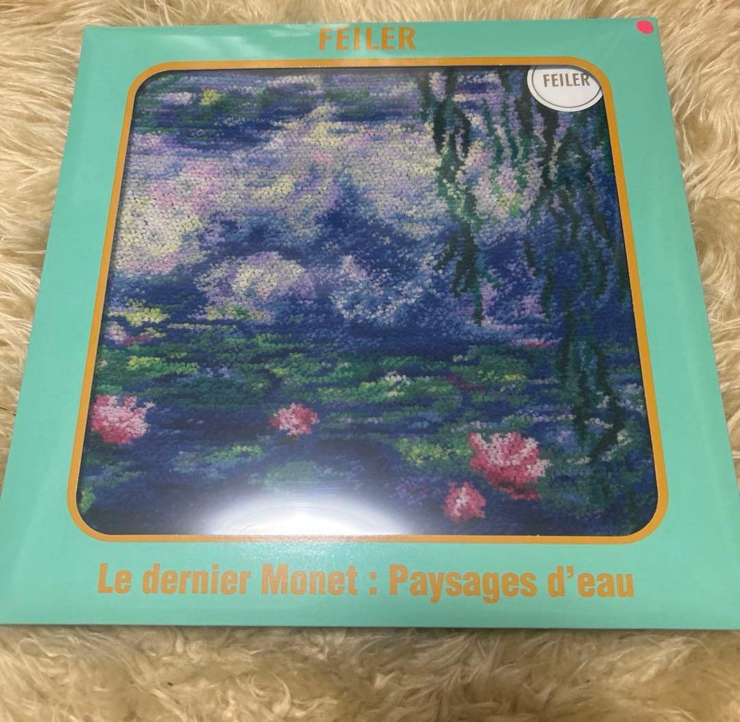 モネ展　睡蓮のとき　京セラ美術館限定　フェイラー　ハンカチ　ピンク　グリーン