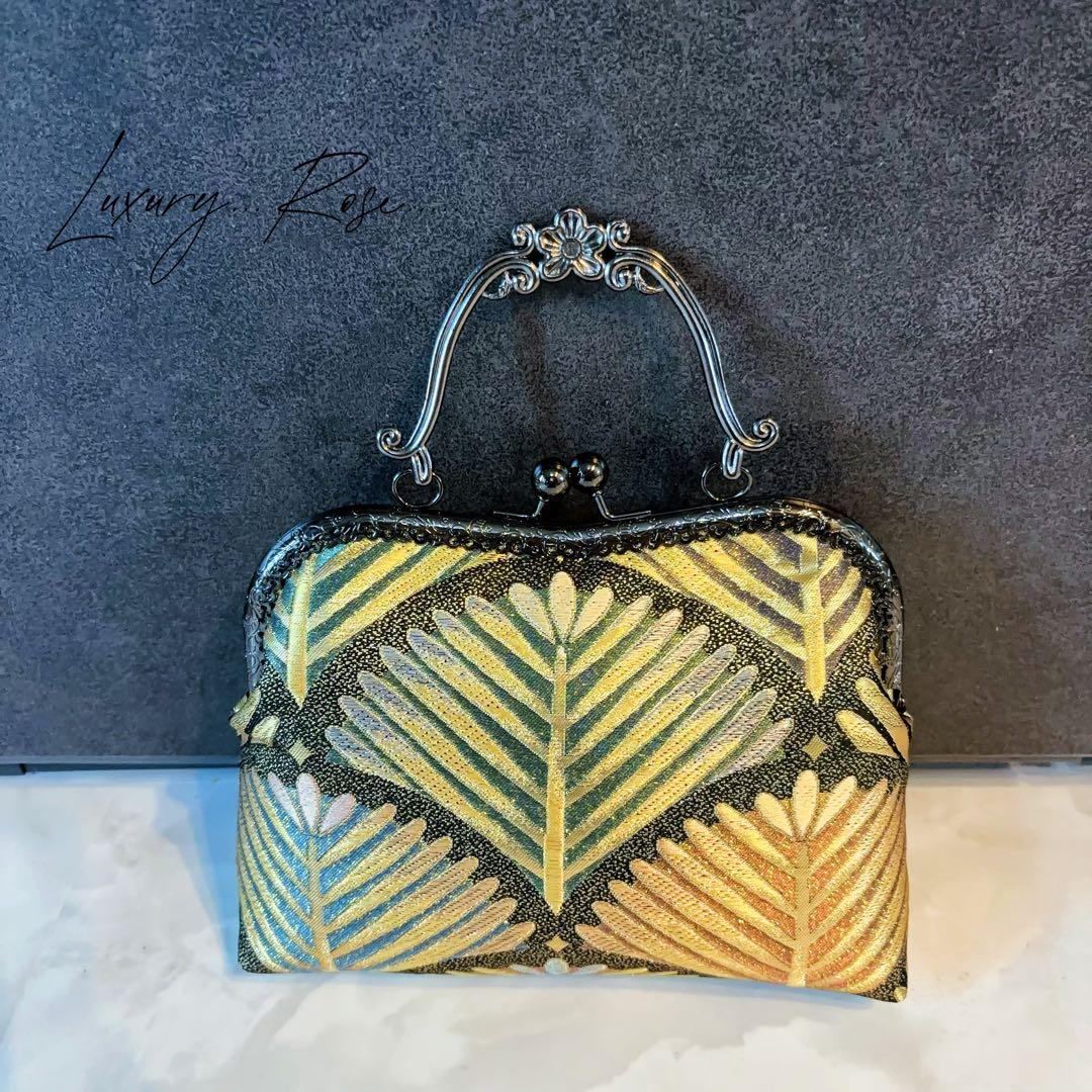 大松♡粋で可愛くカッコよく！お洒落新品西陣織帯地で人気のキリッとブラック帯バッグ