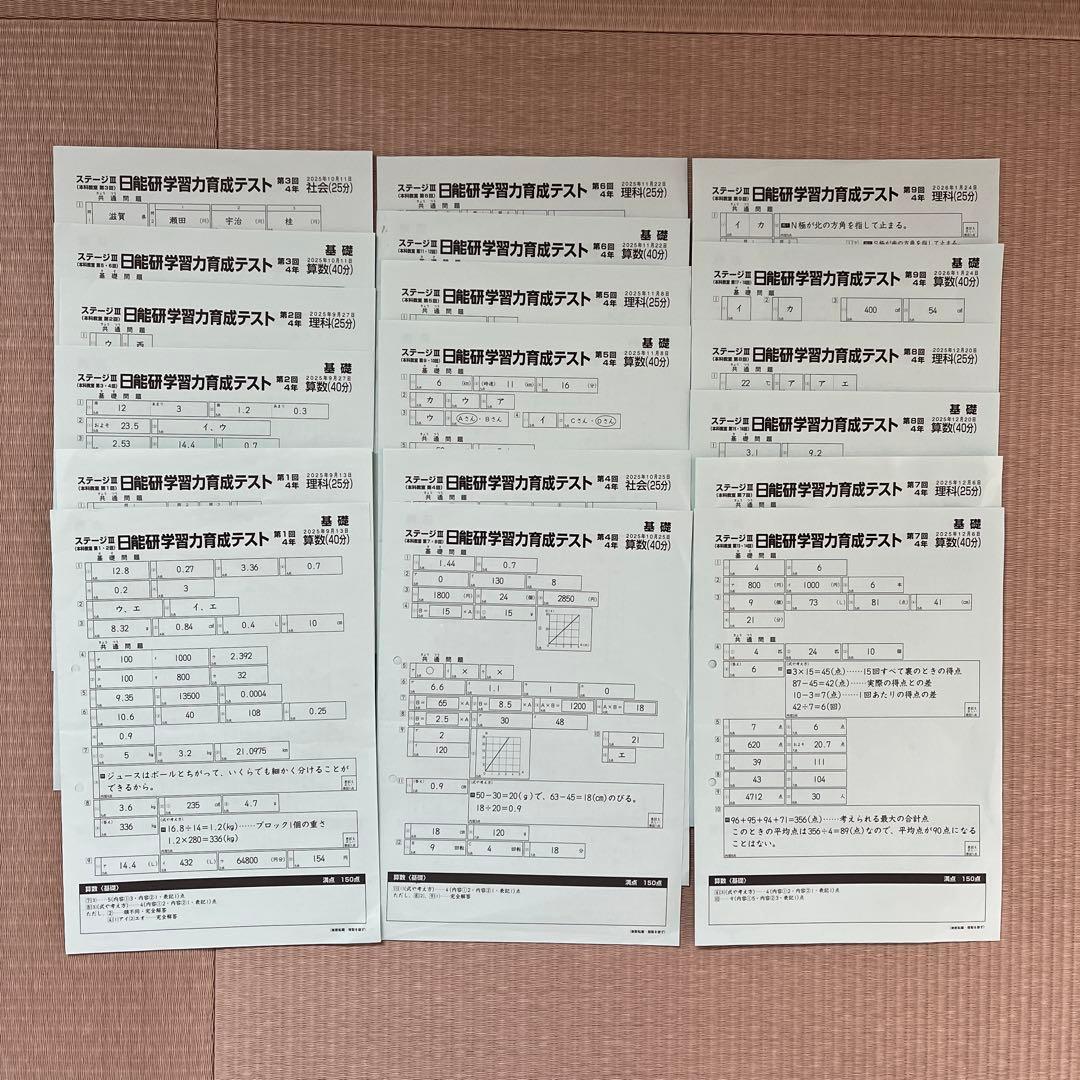 2025年 日能研 4年 【後期】ステージⅢ 育成テスト他❗️