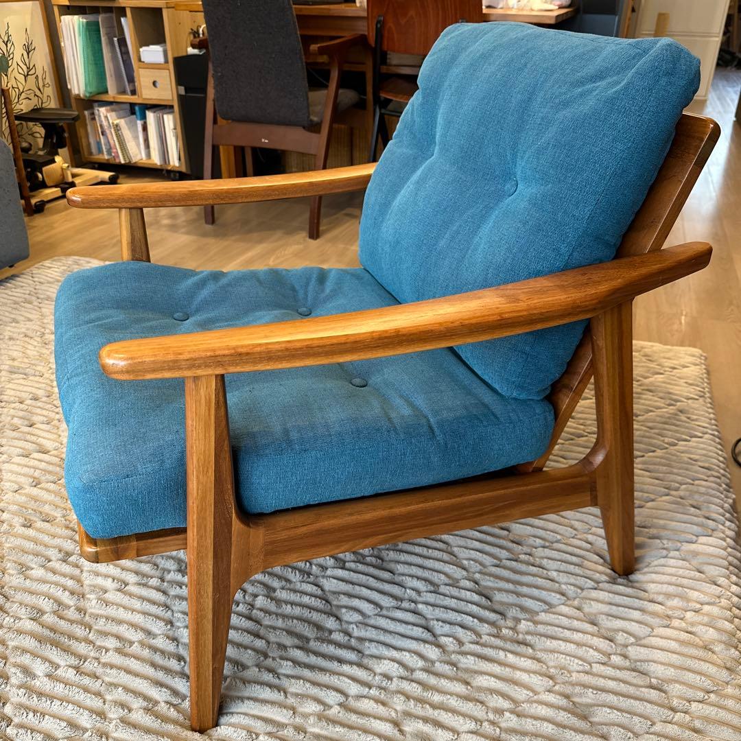 【マルニ60】ウォールナット&ブルー　1人掛けソファ