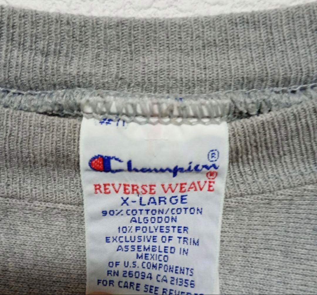 Champion チャンピオン90sリバースウィーブ　グレー　XL 刺繍タグ