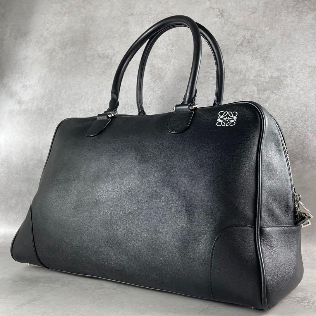 ロエベ　アマソナ45　ボストンバッグ　肩掛け　ブラック　レザー