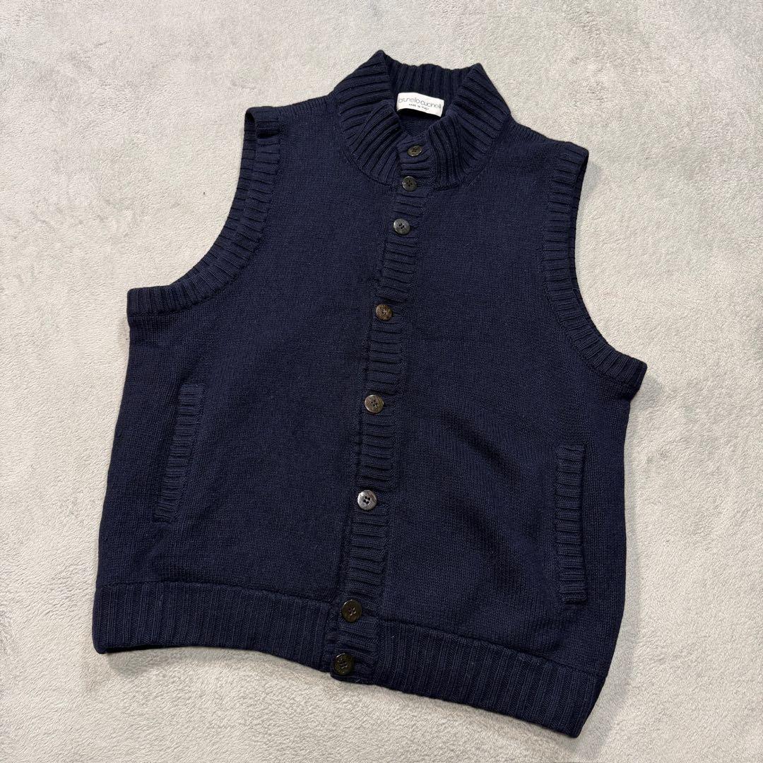 ブルネロクチネリ　ニットベスト　シルク カシミヤ ウール ネイビー 52
