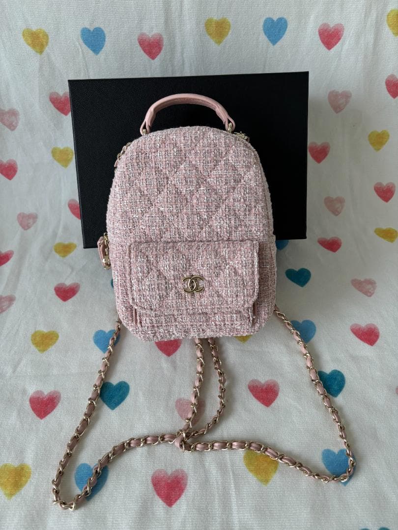 ☆美品☆ピンク ツイード　リュック【箱付き】