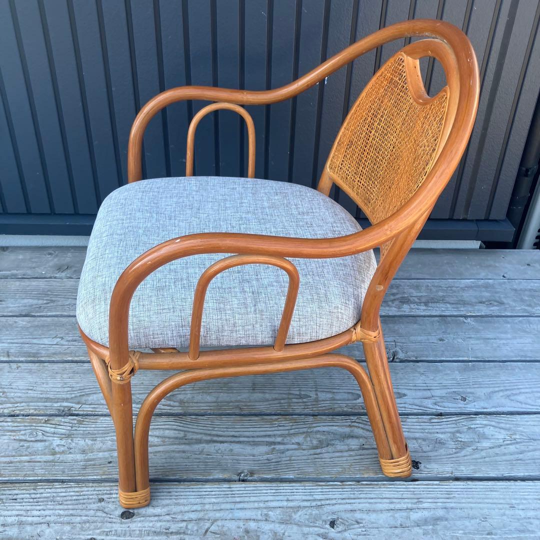 昭和レトロ ラタンチェア アームチェア 座椅子 ヴィンテージ 籐家具 古家具