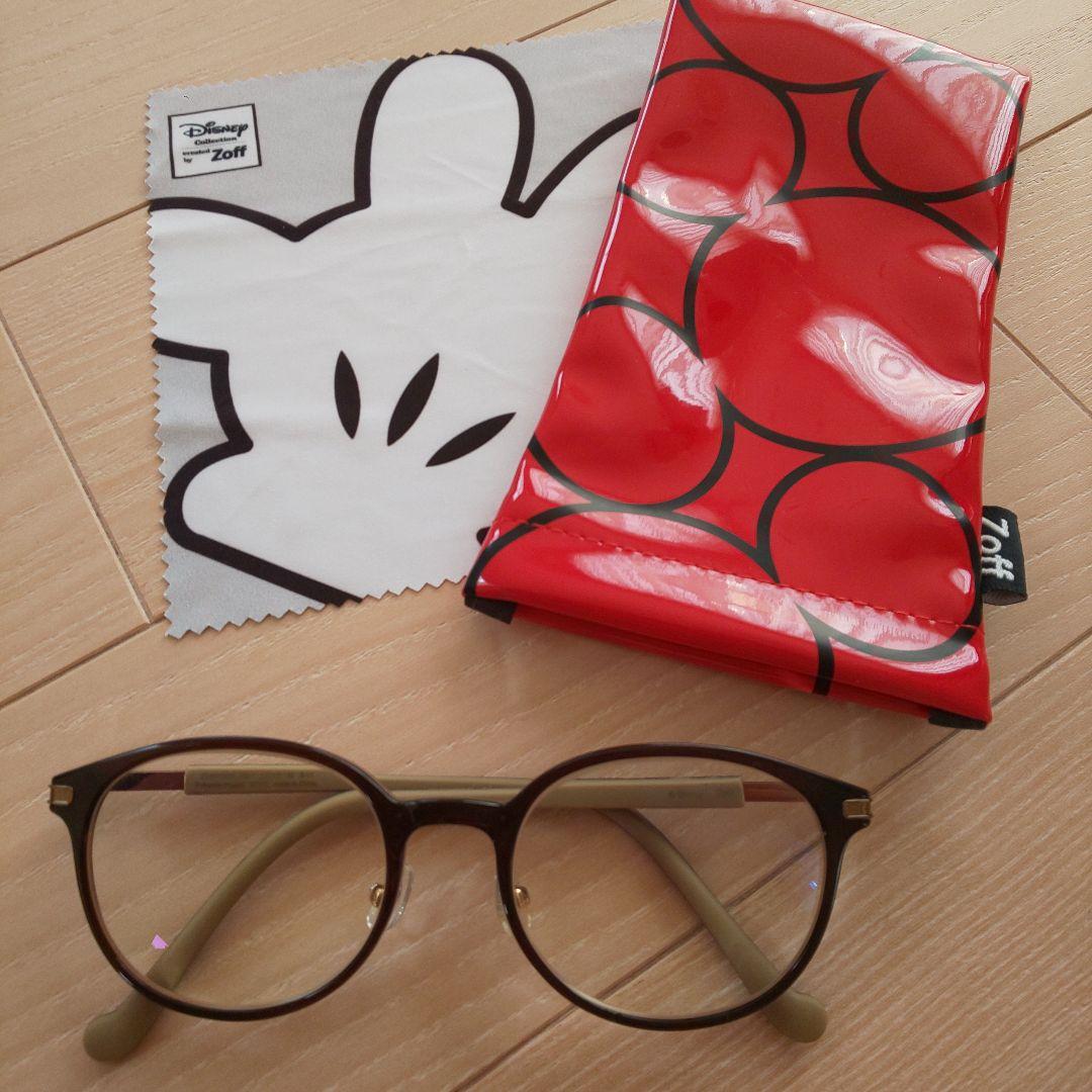 Zoff ゾフ ブラウンフレーム メガネ(度あり) ディズニー ミッキーコラボ