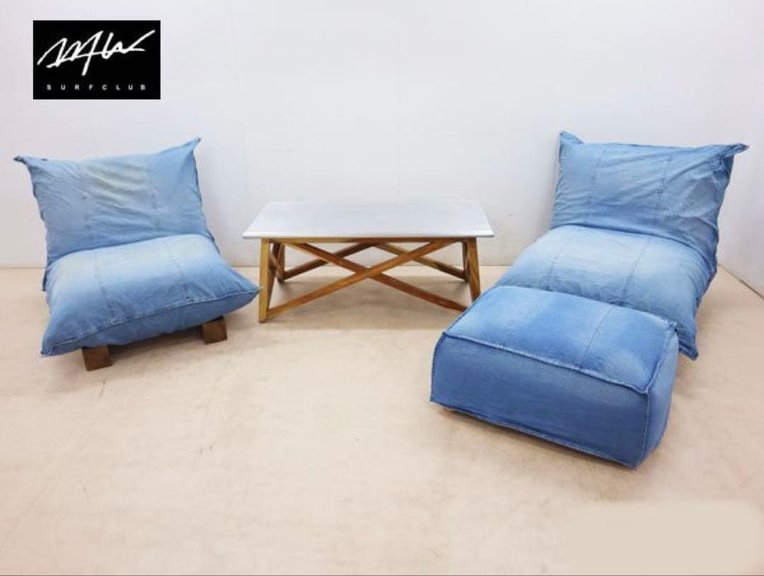 WTWダブルティー カタリナ 1Pソファ＆オットマン テーブル 4点セット