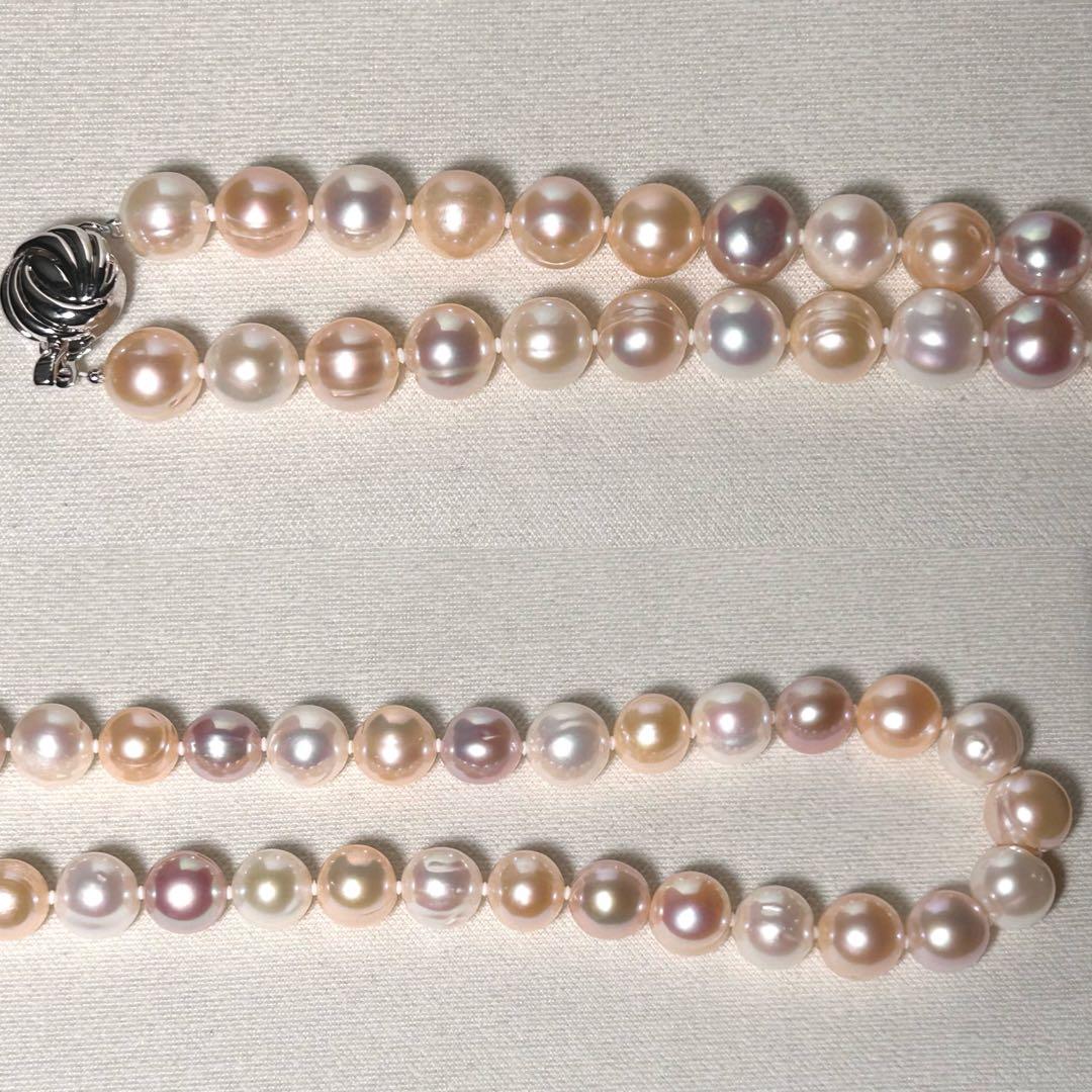 【大珠！ピンク系】本真珠 パール パステルマルチカラー ネックレス 10mm